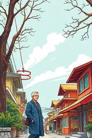 《屋顶上的季风》青春条漫封面，晾衣绳与蓝天